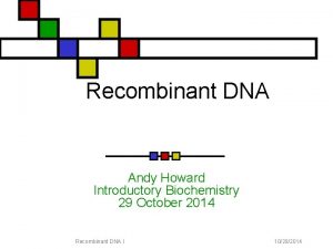 Recombinant DNA Andy Howard Introductory Biochemistry 29 October