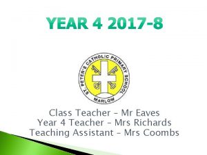 Class Teacher Mr Eaves Year 4 Teacher Mrs