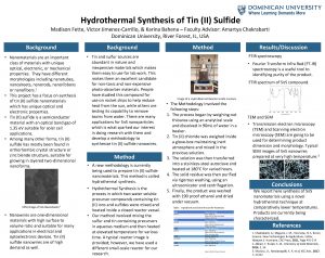 Hydrothermal Synthesis of Tin II Sulfide Madison Fette