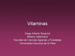 Vitaminas Diego Alberto Boyezuk Mdico Veterinario Facultad de