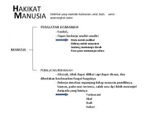 HAKIKAT MANUSIA Makhluk yang memiliki hatinurani akal budi