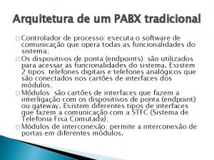 Arquitetura de um PABX tradicional Controlador de processo