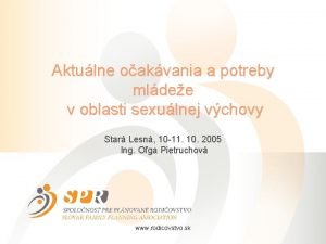 Aktulne oakvania a potreby mldee v oblasti sexulnej