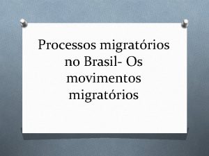 Processos migratrios no Brasil Os movimentos migratrios Observe