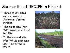 Six months of RECIPE in Finland Three study