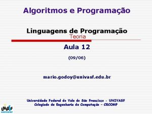 Algoritmos e Programao Linguagens de Programao Teoria Aula