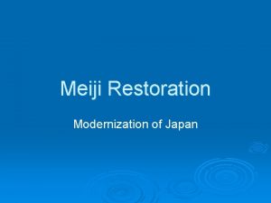 Meiji Restoration Modernization of Japan Japanese Isolationism Japanese