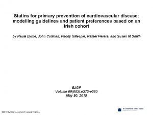 Statins for primary prevention of cardiovascular disease modelling