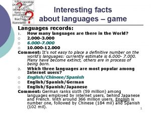 Interesting facts about languages game Languages records How