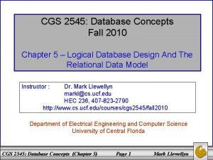 CGS 2545 Database Concepts Fall 2010 Chapter 5