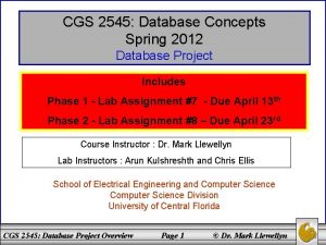 CGS 2545 Database Concepts Spring 2012 Database Project