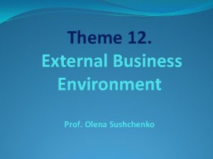 Theme 12 External Business Environment Prof Olena Sushchenko