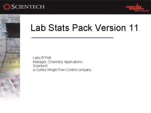 Lab Stats Pack Version 11 Larry R Putt