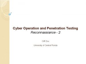 Cyber Operation and Penetration Testing Reconnassiance 2 Cliff