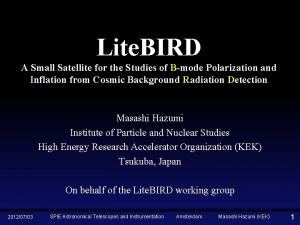 Lite BIRD A Small Satellite for the Studies