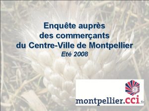 Enqute auprs des commerants du CentreVille de Montpellier