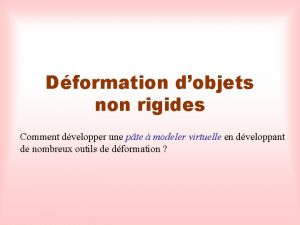 Dformation dobjets non rigides Comment dvelopper une pte