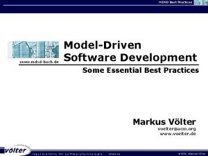 MDSD Best Practices www mdsdbuch de ModelDriven Software