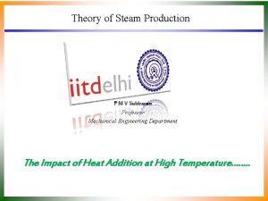 Theory of Steam Production P M V Subbarao