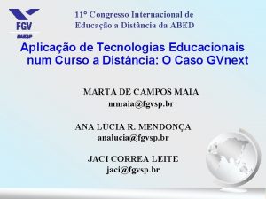 11 Congresso Internacional de Educao a Distncia da