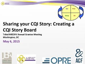 Sharing your CQI Story Creating a CQI Story