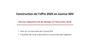 Construction de loffre 2020 en Licence SDV Runion