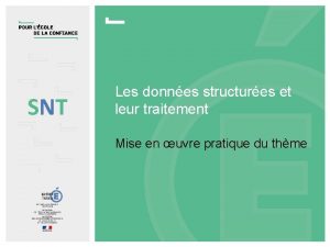 SNT Les donnes structures et leur traitement Mise