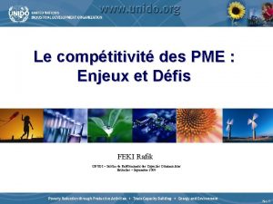 Le comptitivit des PME Enjeux et Dfis FEKI