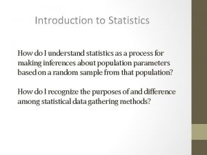 Introduction to Statistics How do I understand statistics