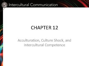 CHAPTER 12 Acculturation Culture Shock and Intercultural Competence