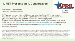 ILNET Presents an IL Conversation Join todays conversation