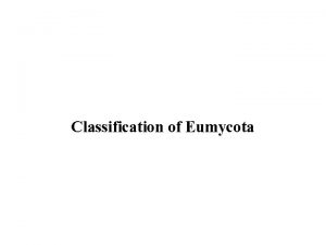 Classification of Eumycota Classification of Eumycota True fungi