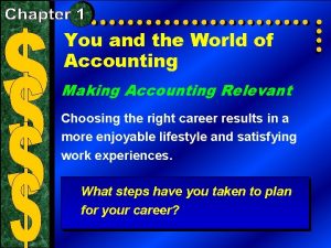 You and the World of Accounting Making Accounting