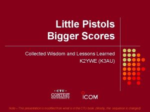 Little Pistols Bigger Scores Collected Wisdom and Lessons