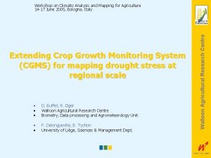 Extending Crop Growth Monitoring System CGMS for mapping