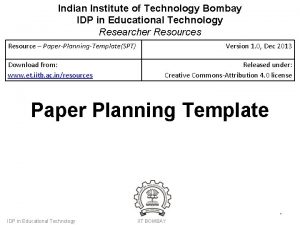 Indian Institute of Technology Bombay IDP in Educational