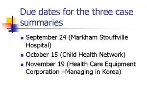 Due dates for the three case summaries n