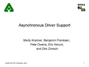 EPICS Asynchronous Driver Support Marty Kraimer Benjamin Franksen