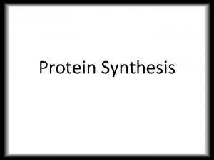 Protein Synthesis Protein Synthesis What The production of