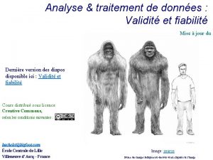 Analyse traitement de donnes Validit et fiabilit Mise