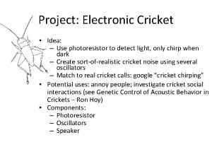 Project Electronic Cricket Idea Use photoresistor to detect