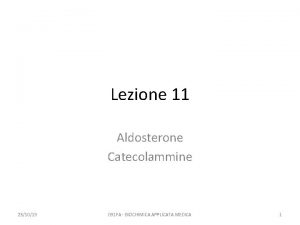 Lezione 11 Aldosterone Catecolammine 231019 091 FA BIOCHIMICA