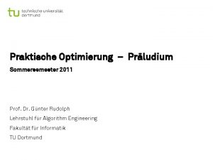 Praktische Optimierung Prludium Sommersemester 2011 Prof Dr Gnter