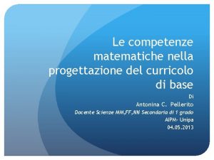 Le competenze matematiche nella progettazione del curricolo di