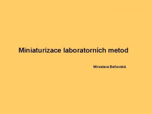 Miniaturizace laboratornch metod Miroslava Beovsk Pklady vsledk miniaturizace