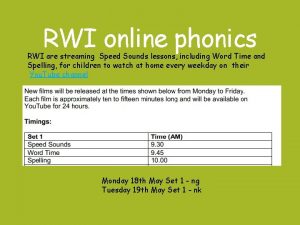 RWI online phonics RWI are streaming Speed Sounds