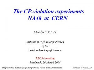 The CPviolation experiments NA 48 at CERN Manfred