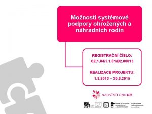 Monosti systmov podpory ohroench a nhradnch rodin REGISTRAN