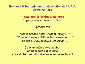 Normes bibliographiques et de citation de lA P