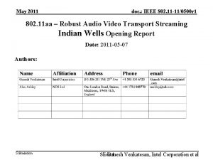 May 2011 doc IEEE 802 11 110500 r